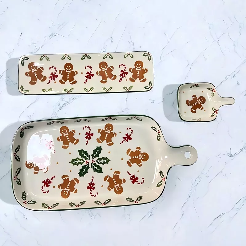 கிறிஸ்துமஸ் கிங்கர்பிரெட் மேன் பீங்கான் பேக்கிங் தட்டு