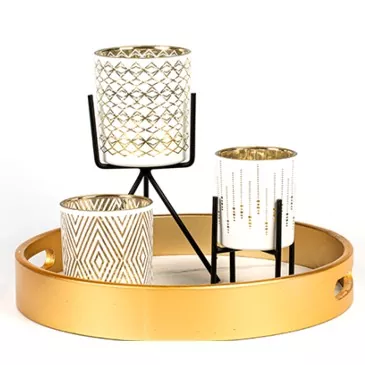 சொகுசு முறை கண்ணாடி மெழுகுவர்த்தி வைத்திருப்பவர்