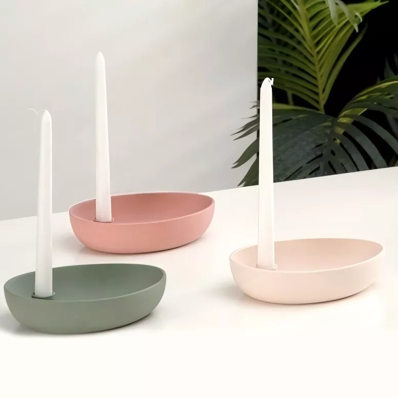 நவீன ஓவல் செராமிக் மெழுகுவர்த்தி வைத்திருப்பவர்